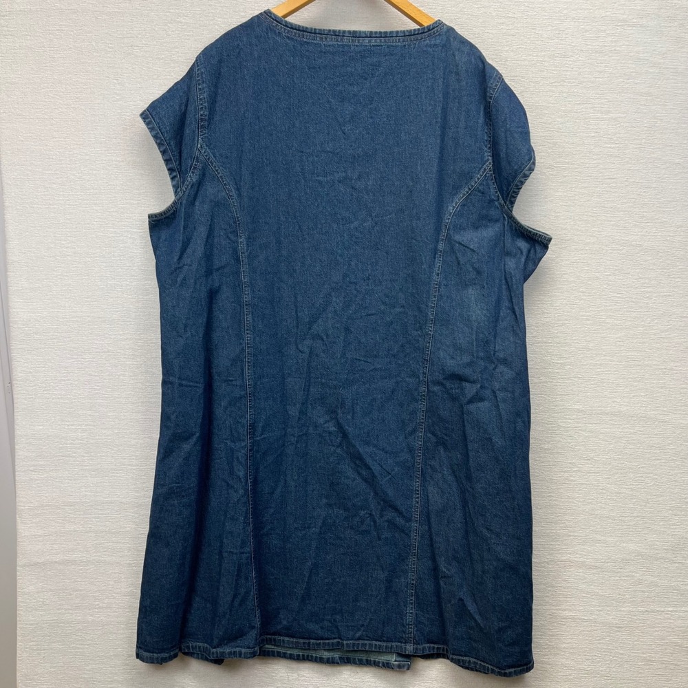 VTG 90s Carolina Blues Plus Denim Wrap Dress 28W Short Sleeve V Neck Tie Waist - Picture 8 of 8